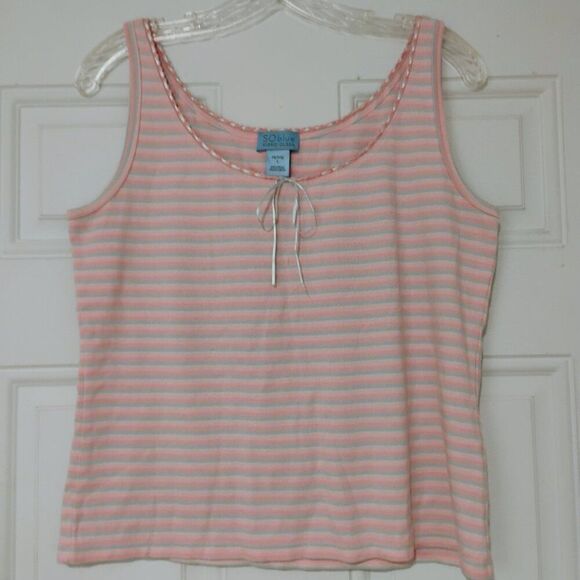 Sigrid Olsen Tank 100% Cotton Pastel Pink Blue Ribbon Bow Soft Comfortable LP - Picture 7 of 14